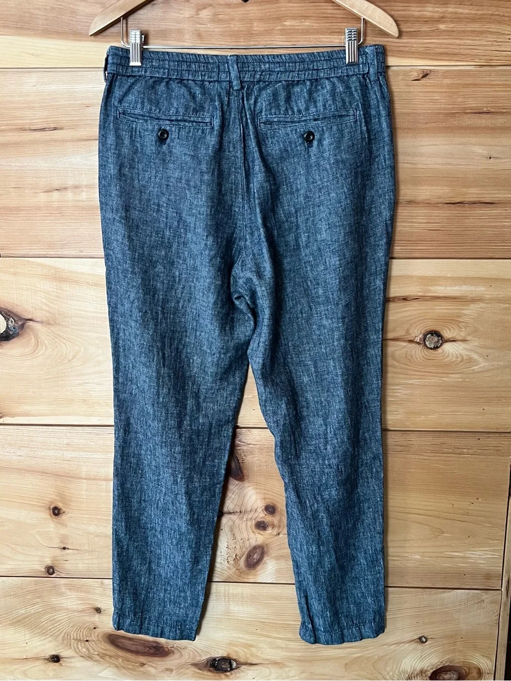 Banana Republic Men's Straight Linen Blend Pants in Charcoal Gray GQ Prepster